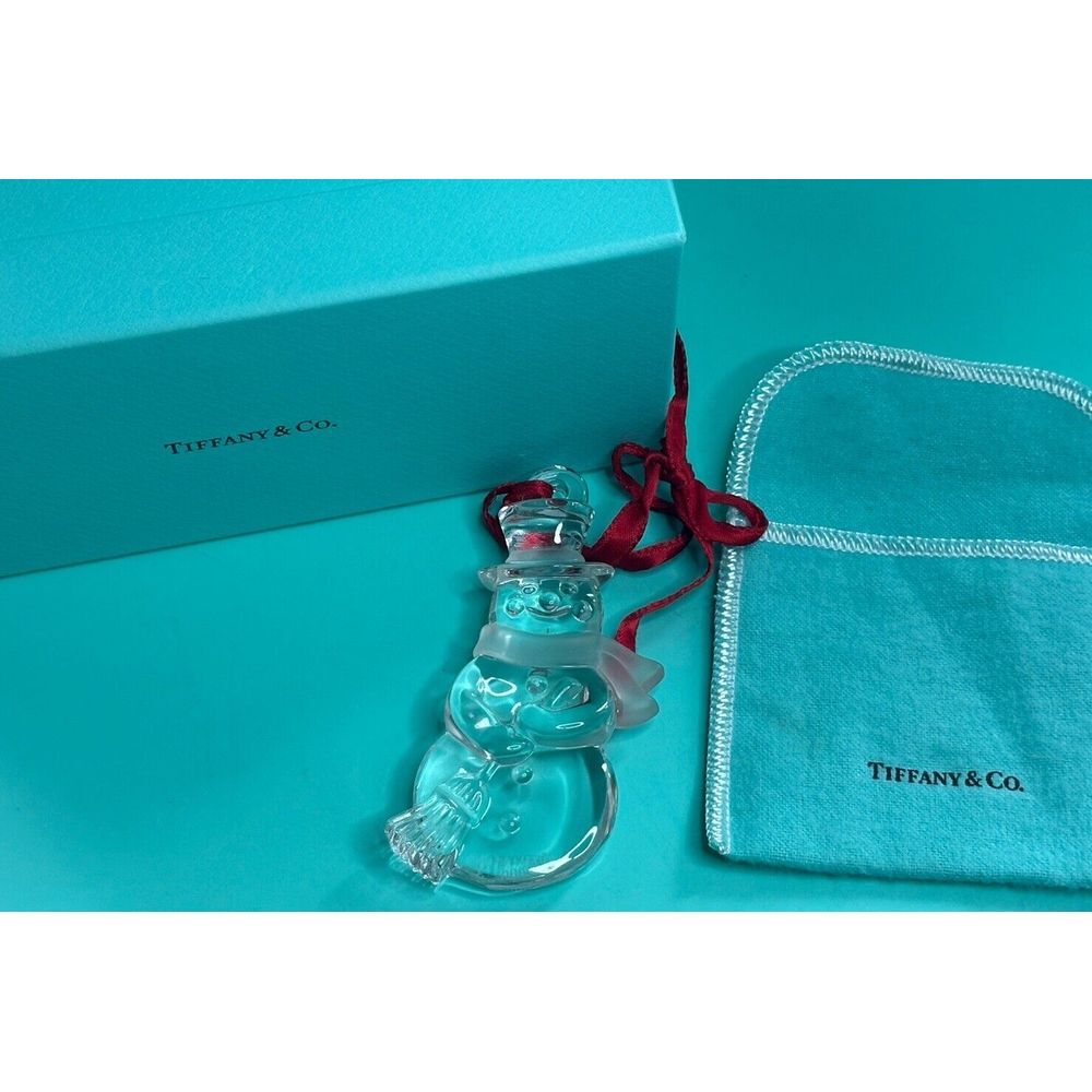 Tiffany & Co Glass Snowman Christmas Ornament